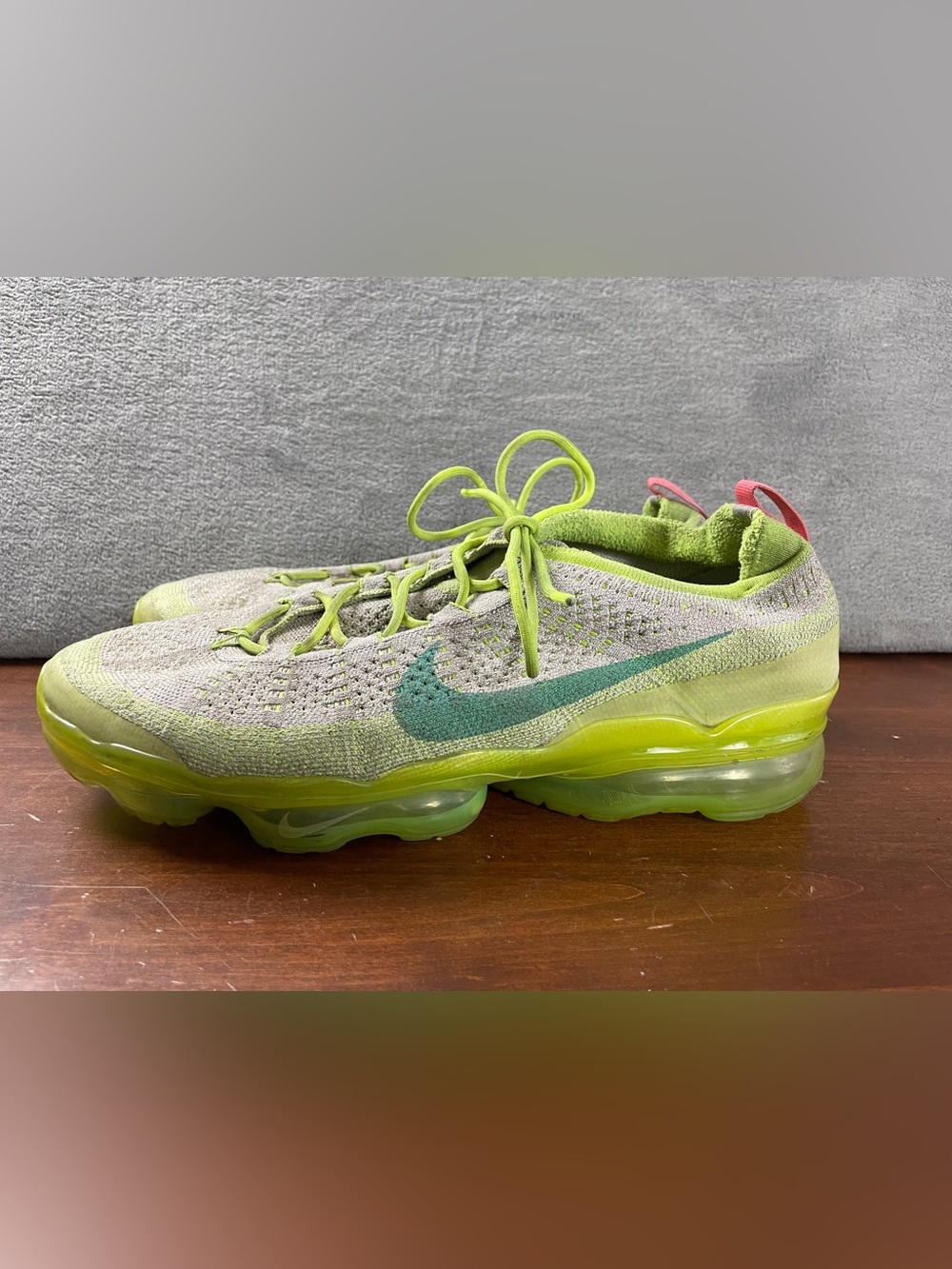Nike Air VaporMax Flyknit Men's 13 Photon Dust Volt Running Athletic Shoes Used